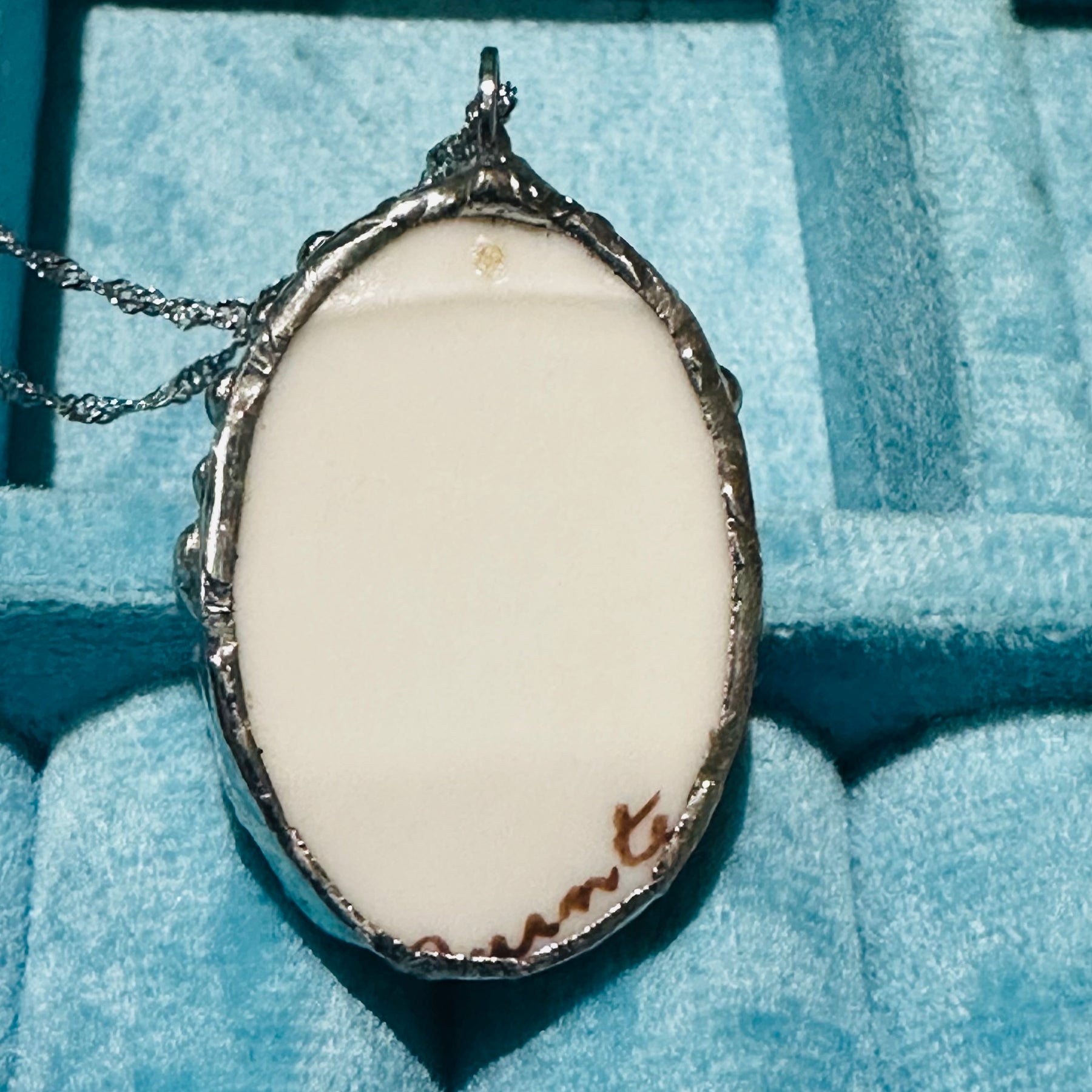 Hand painted oval porcelain pendant