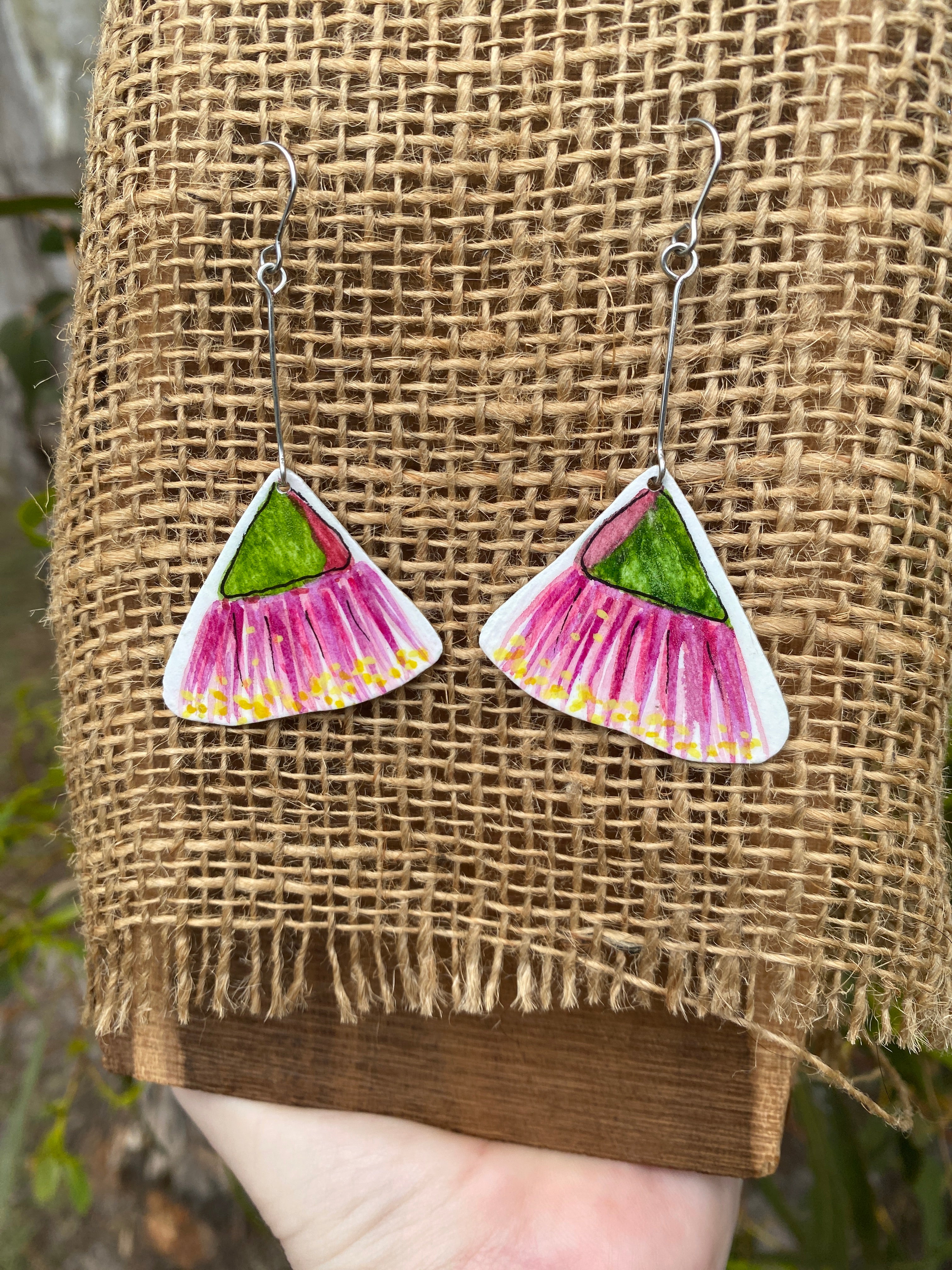 Flowering Gum Nut Earrings – Hand-painted Brass Jewellery