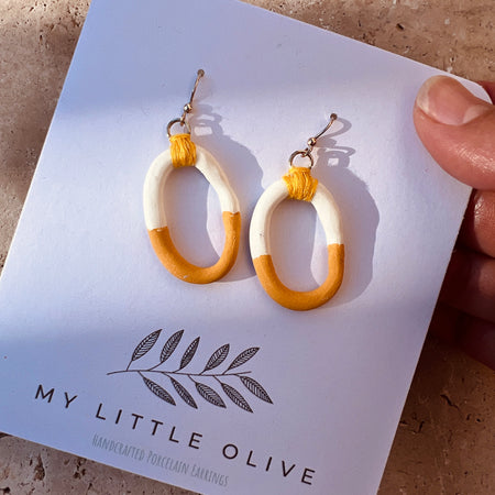 Handmade Porcelain Boho Dangle Earrings | Lightweight Dangles