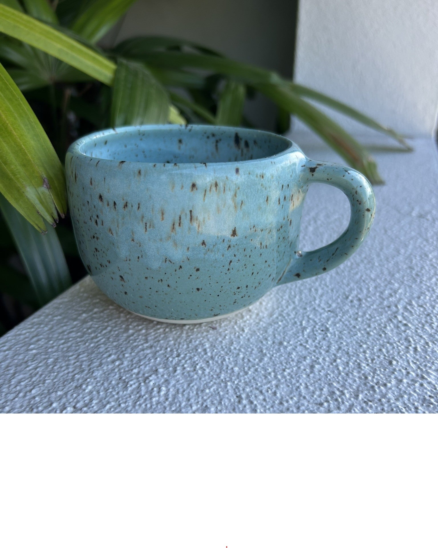 Handmade 275ml ceramic speckled turquoise mug