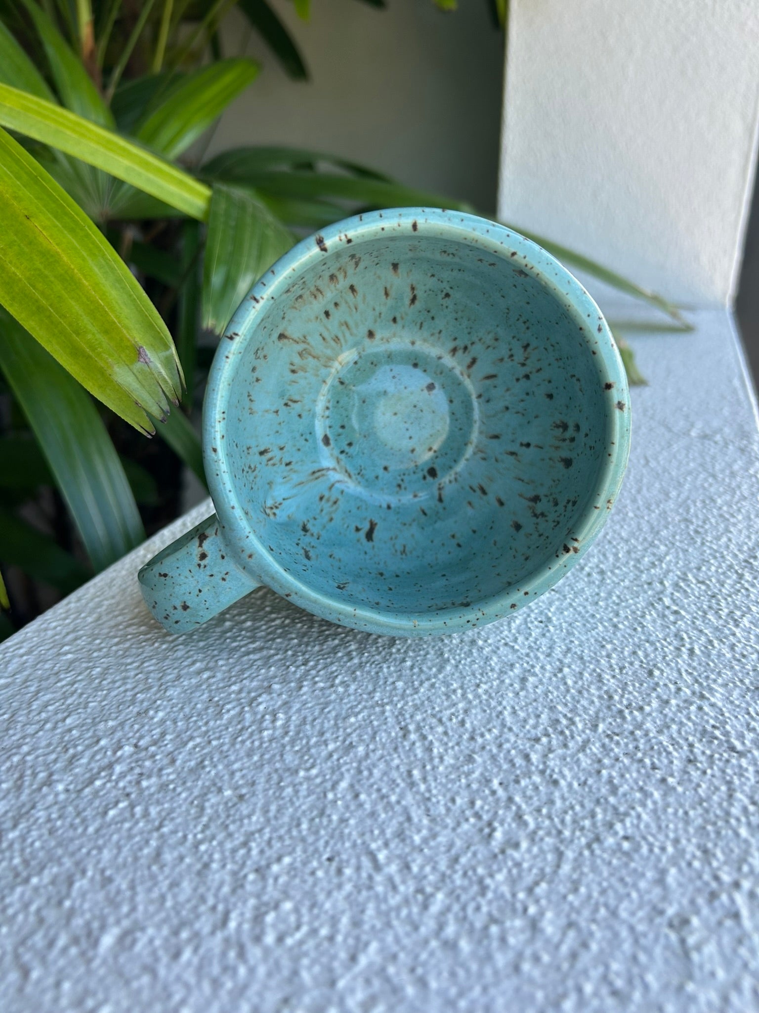 Handmade 275ml ceramic speckled turquoise mug