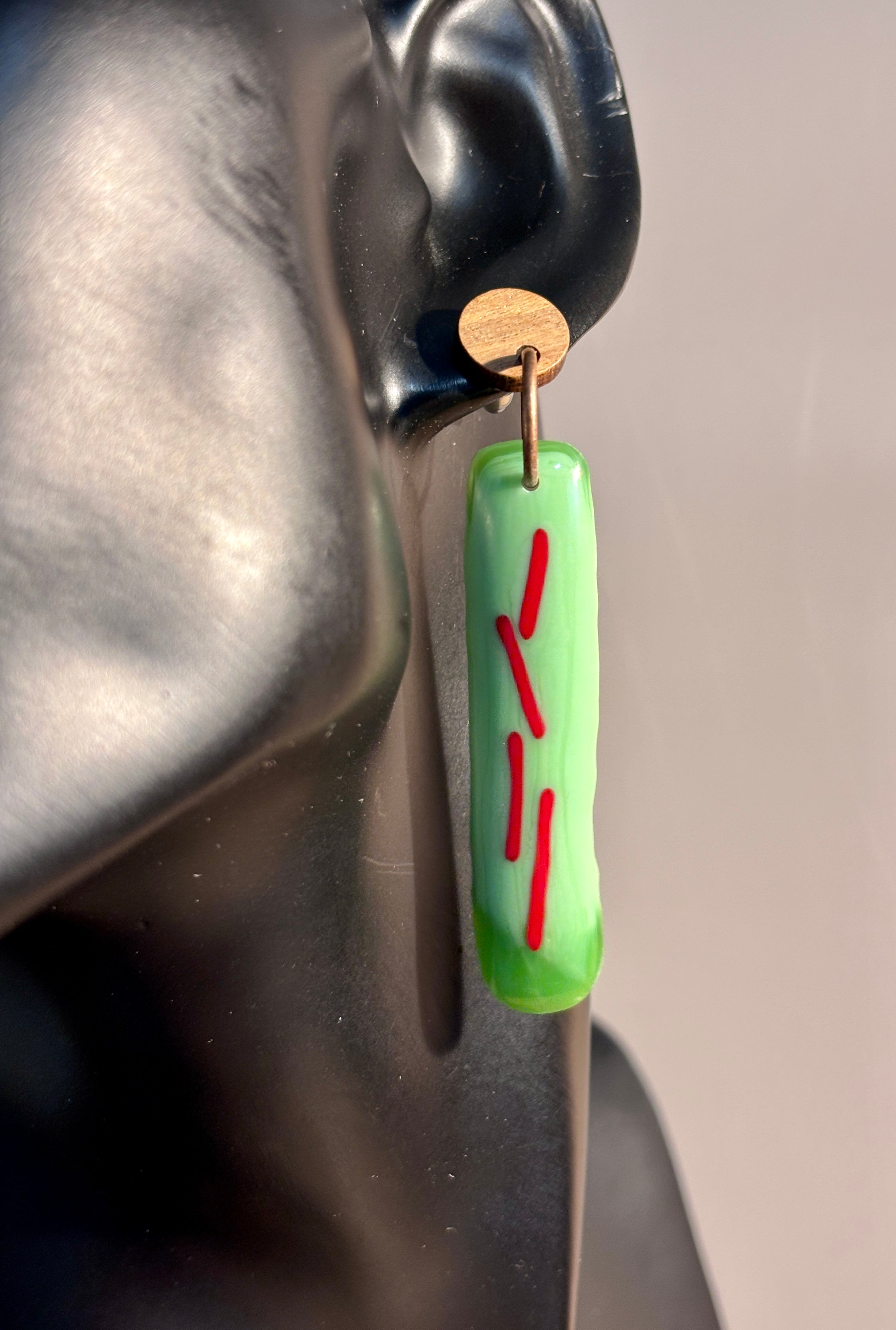 Fused Glass Christmas-themed Necklace & Earrings Set