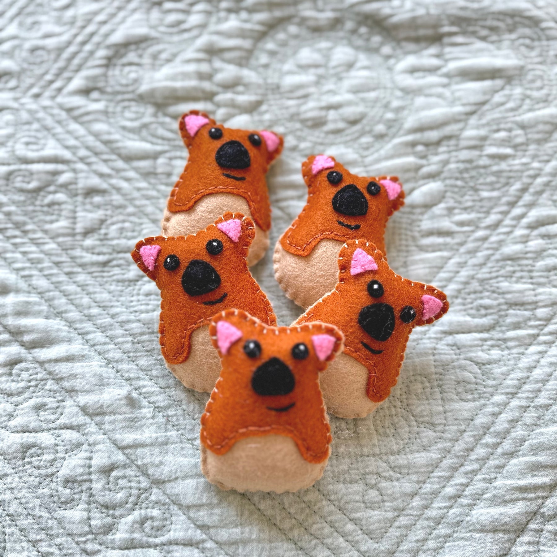 Baby Pademelons plushies handmade wool felt