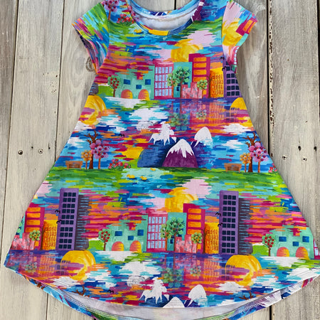 City Skyline Childs Swing Dress Size 5