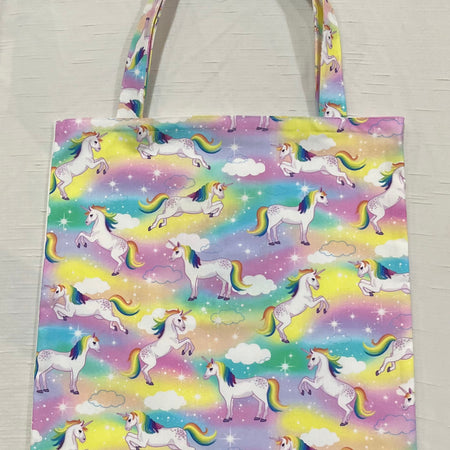 Rainbow unicorns library/shopping bag