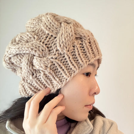 Hand knit Chunky Cable Slouchy Beanie