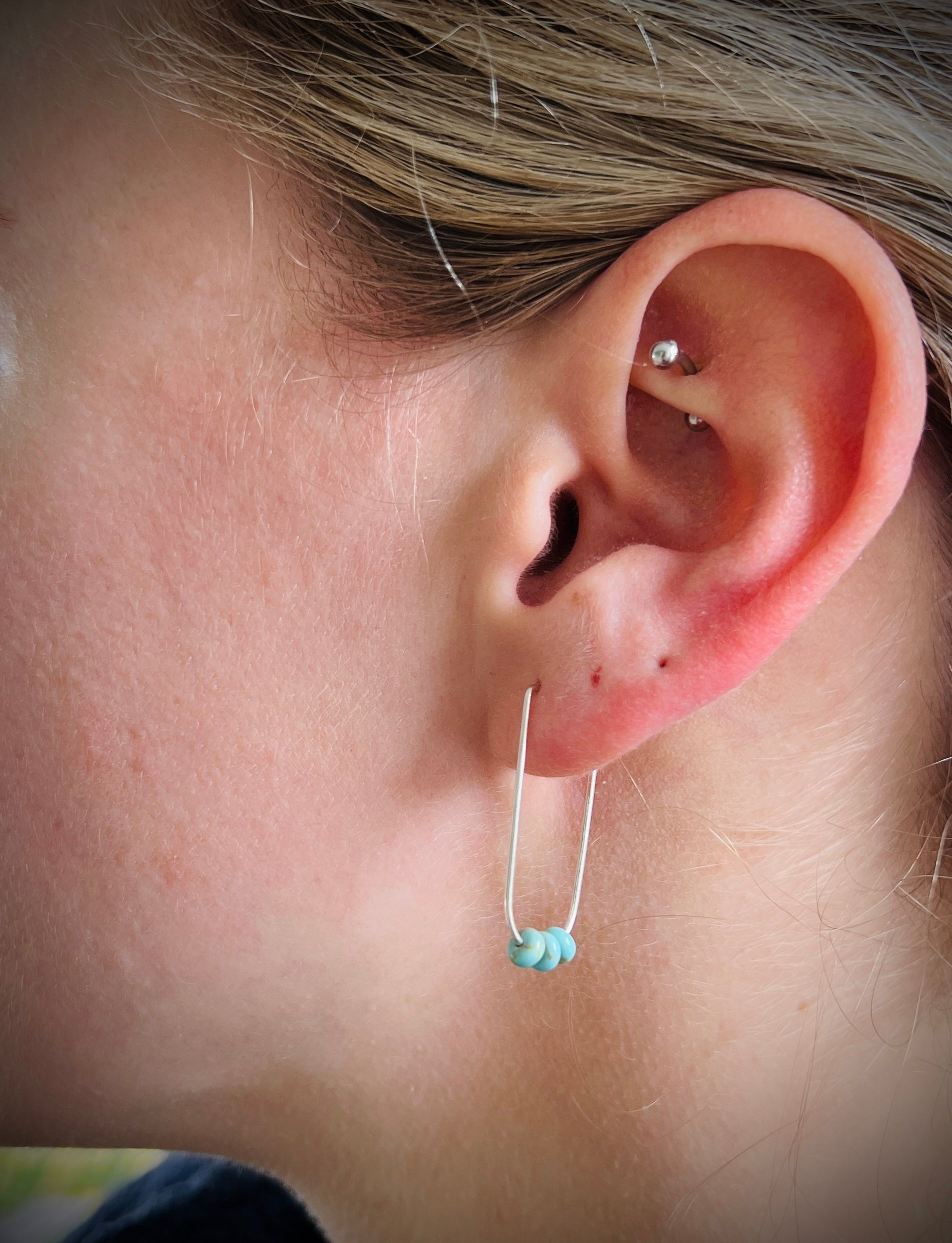 Oval Hoops in Sterling Silver + Howlite