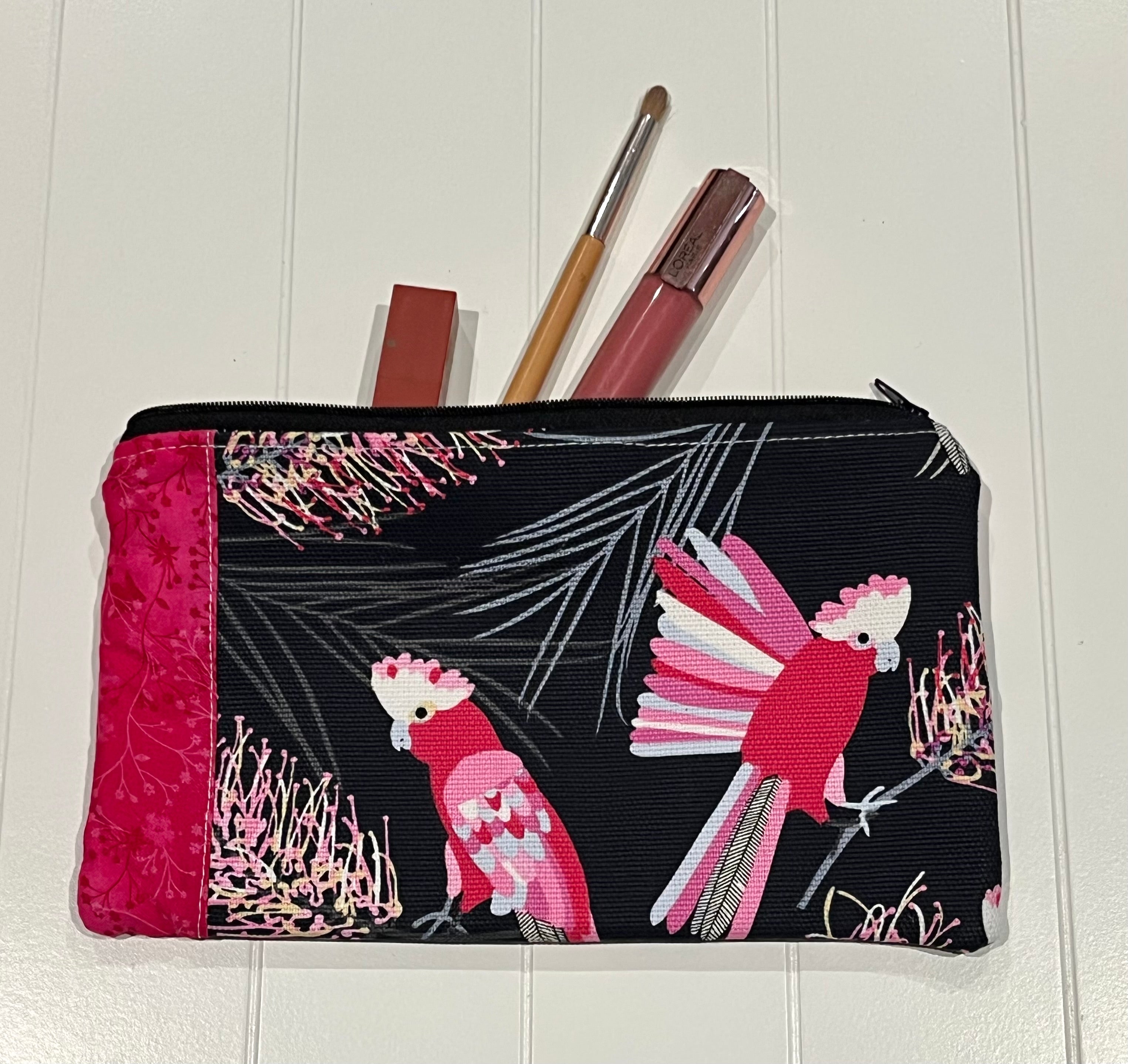 Black and pink cockatoos purse