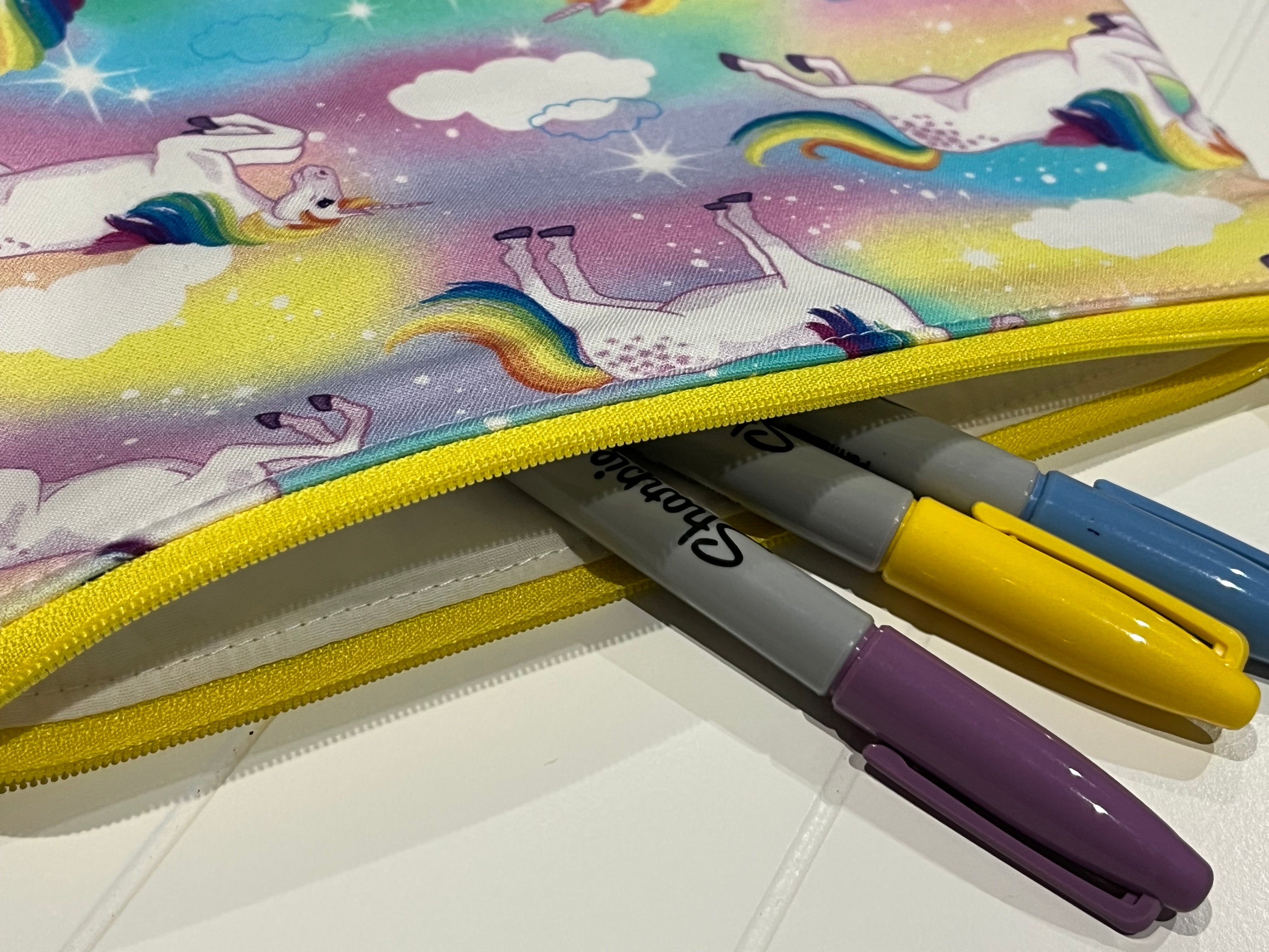 Rainbow unicorns pencil case