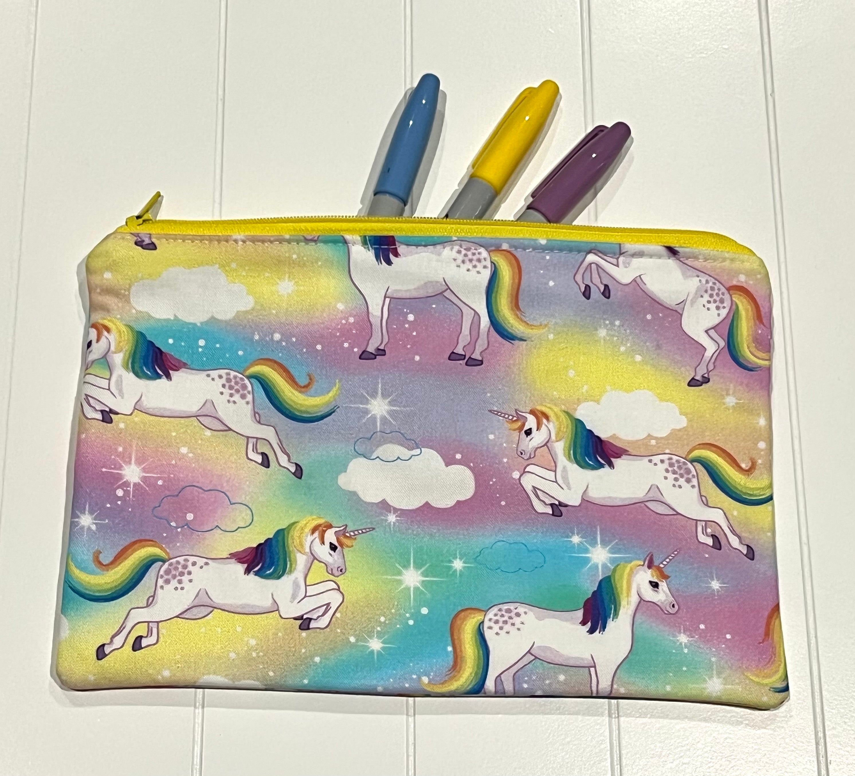 Rainbow unicorns pencil case