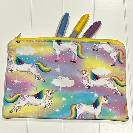 Rainbow unicorns pencil case