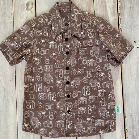 Boys Vintage Camera Print Shirt Size 6