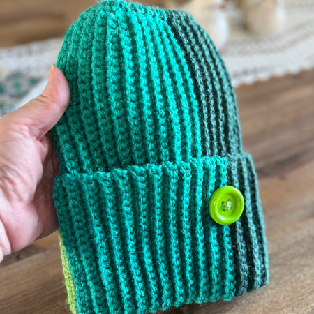 Ribbed Crochet Bun Beanie