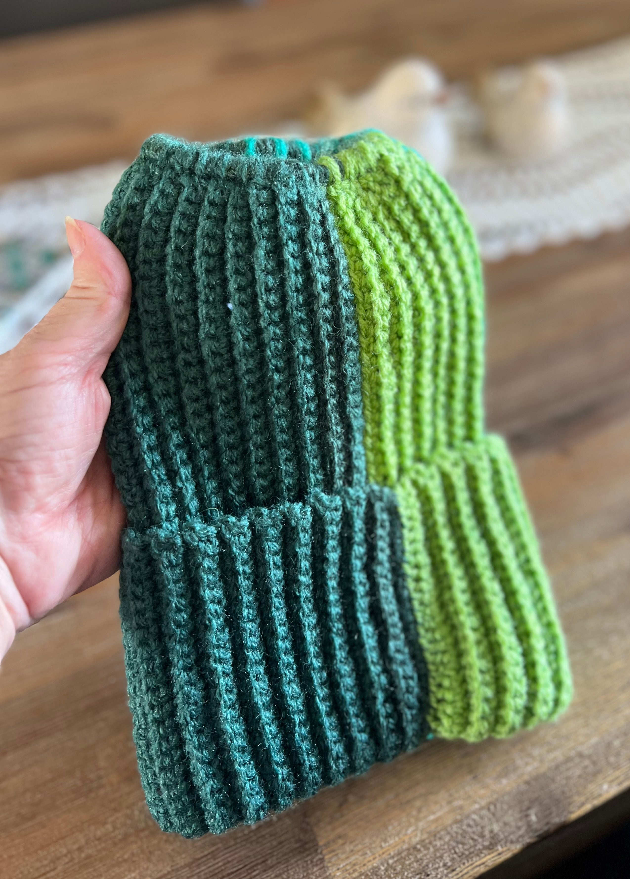 Ribbed Crochet Bun Beanie