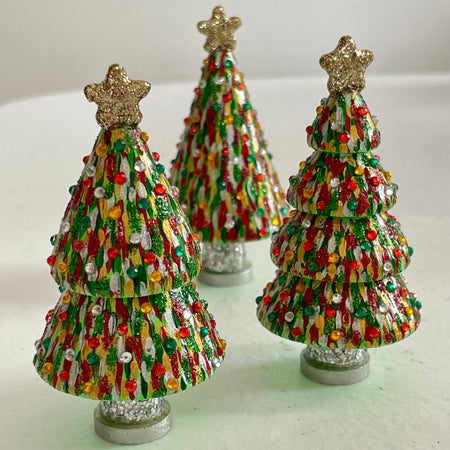 Mini Green, Red, Gold and Silver Christmas Trees