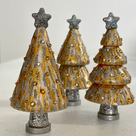 Mini Gold and Silver Christmas Trees