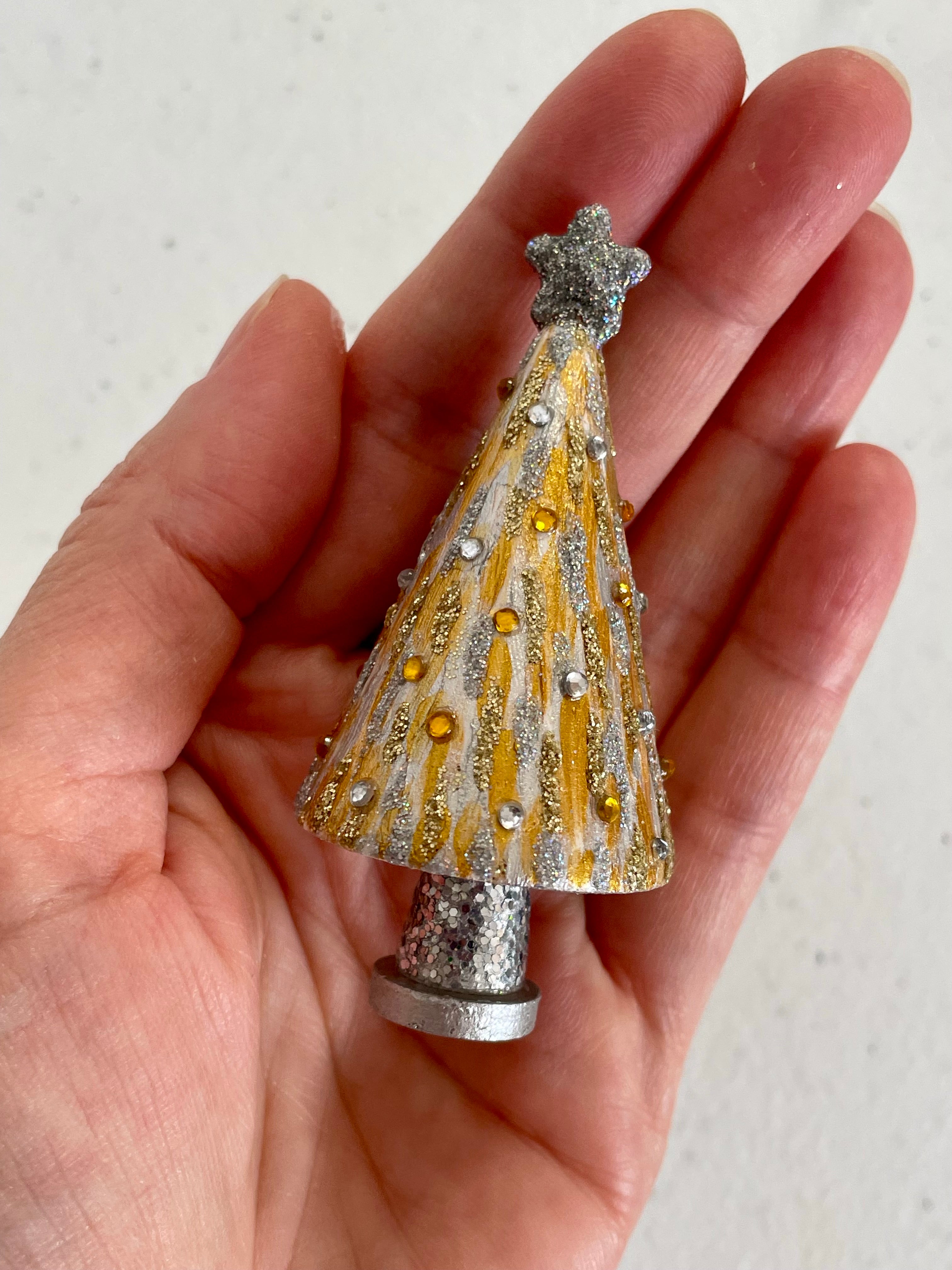 Mini Gold and Silver Christmas Trees