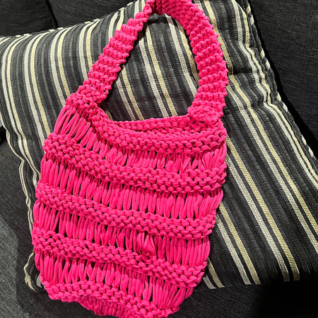 Hand knit tote bag
