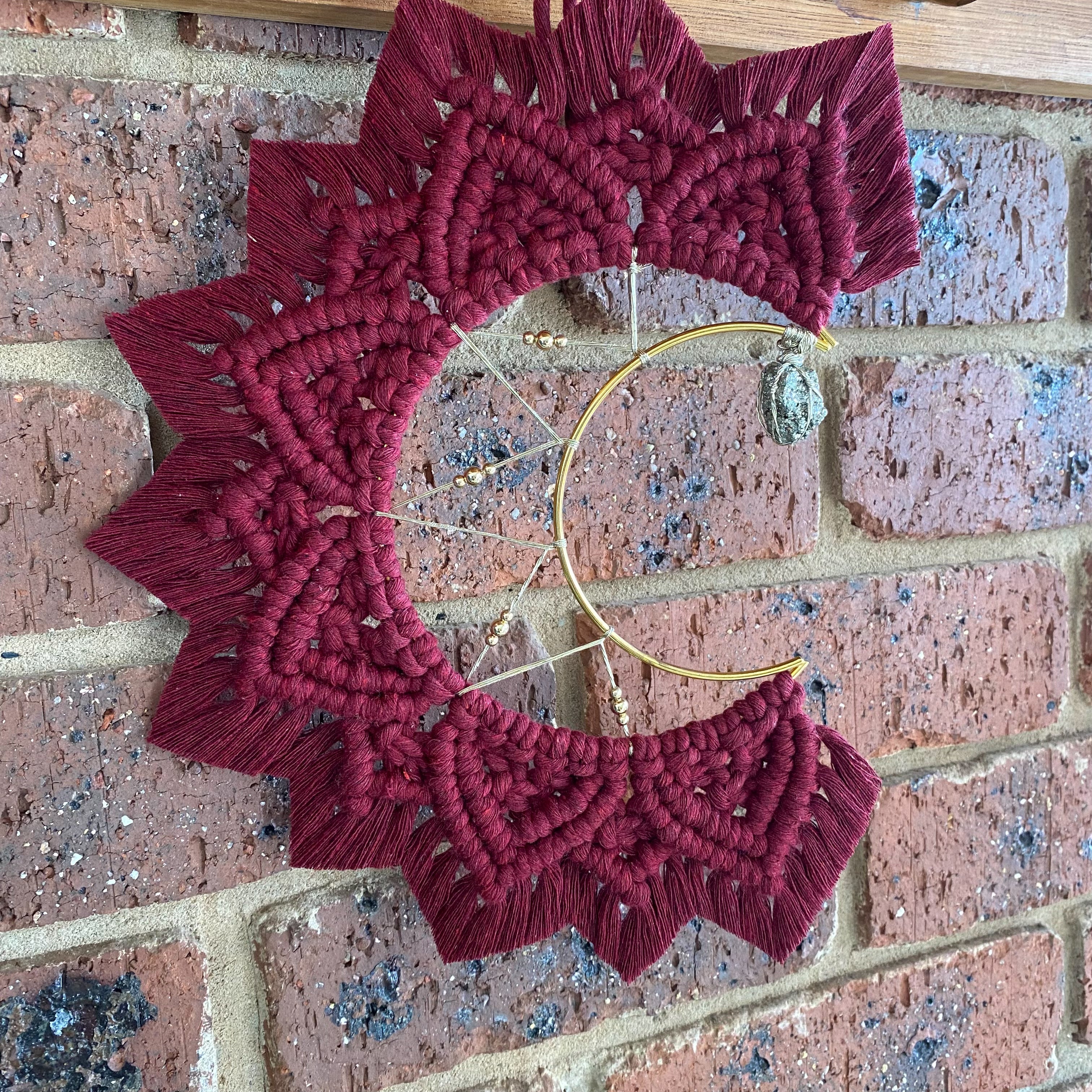 Macrame Moon Mandala Wall Hanging - Pyrite Small