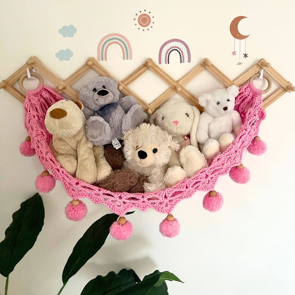 Crochet Toy Hammock - Soft Toy Storage Hammock - Kids Decor