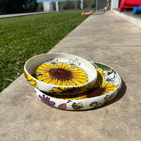 Hand Painted Sunflower Bowl Set (2)