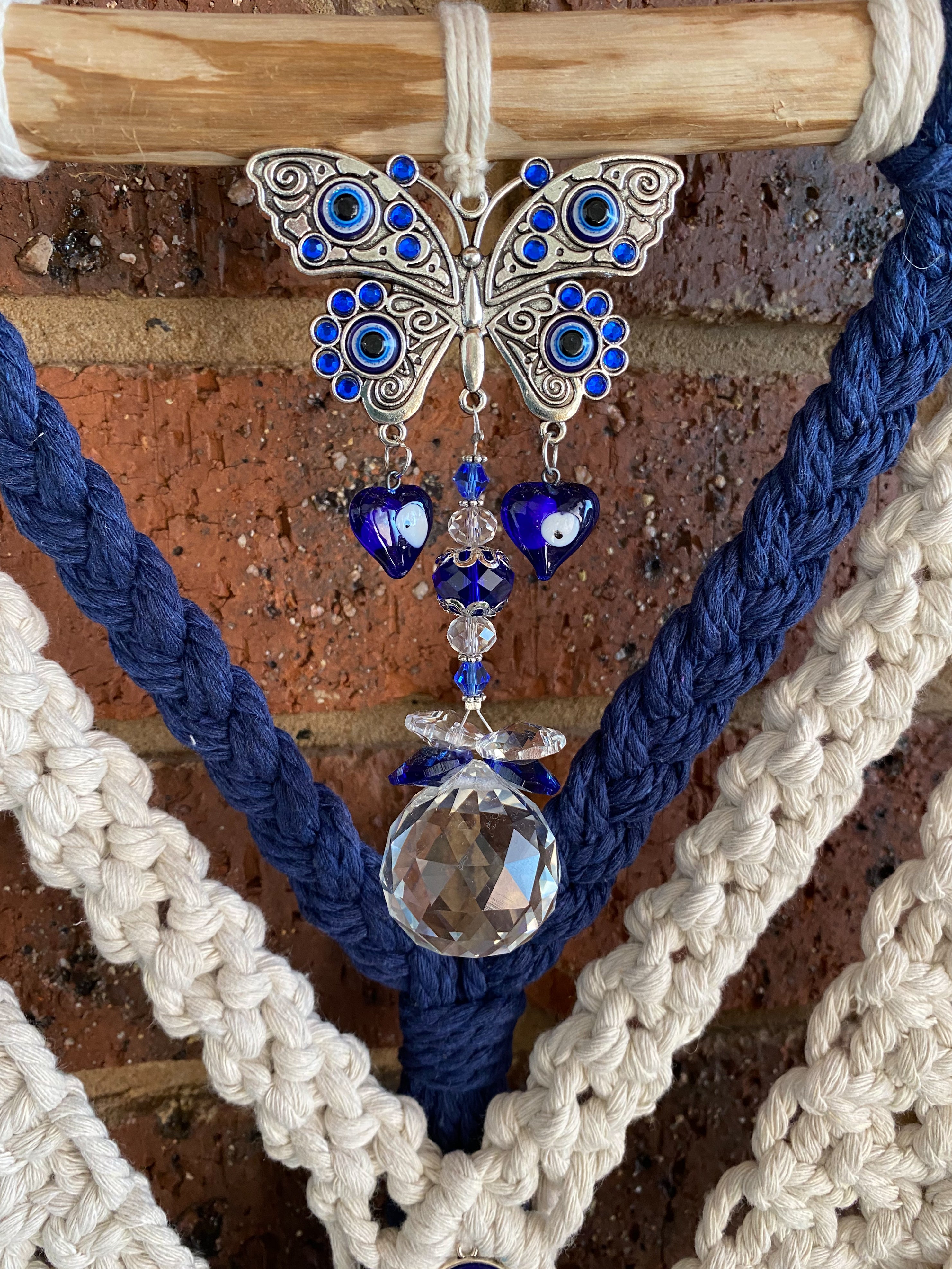 Macrame Butterfly Evil Eye Wall Hanging
