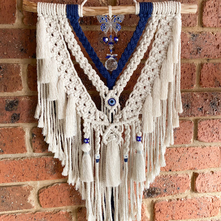 Macrame Butterfly Evil Eye Wall Hanging