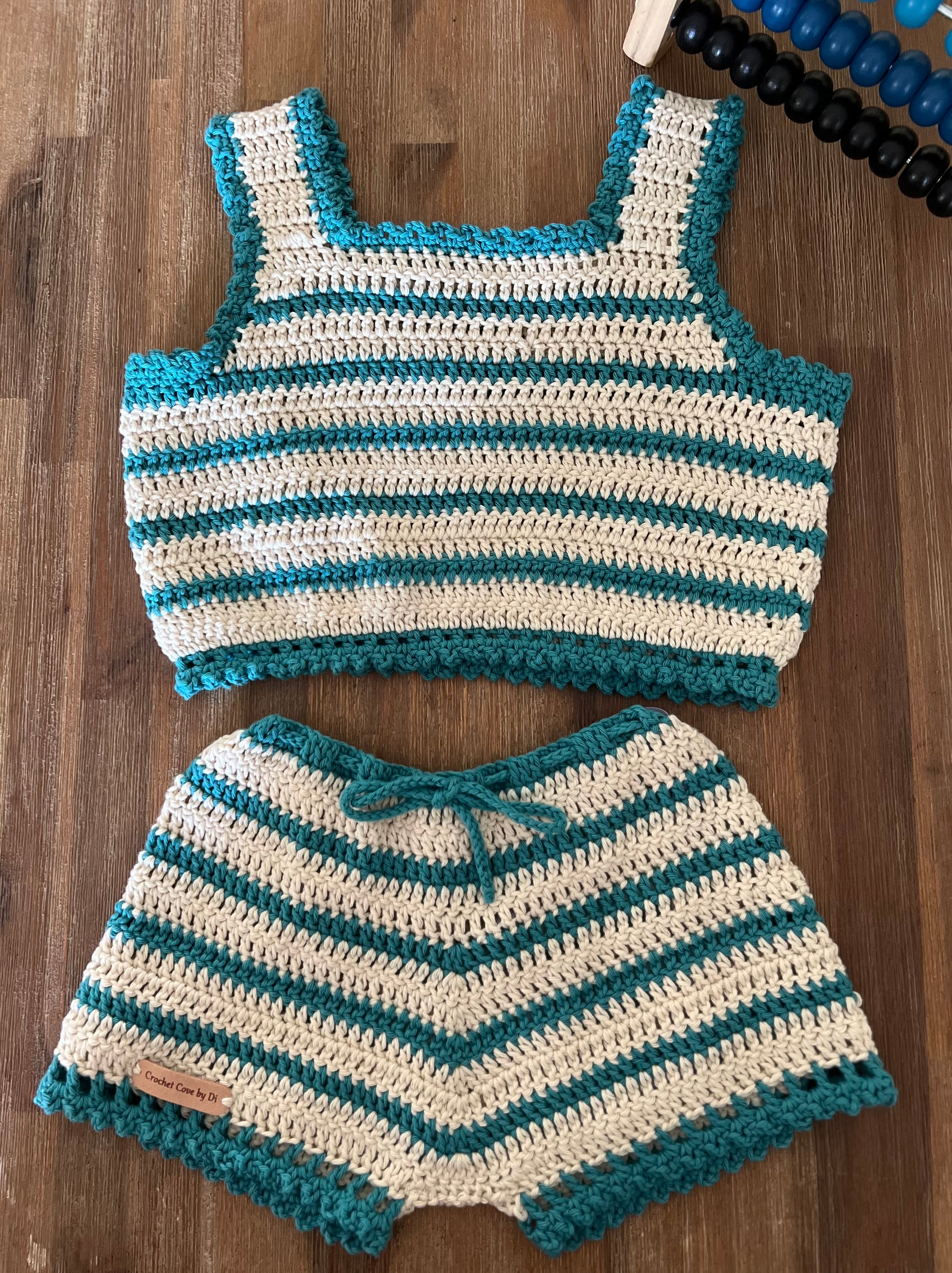 Girl’s Crochet Summer Shorts and Top Set