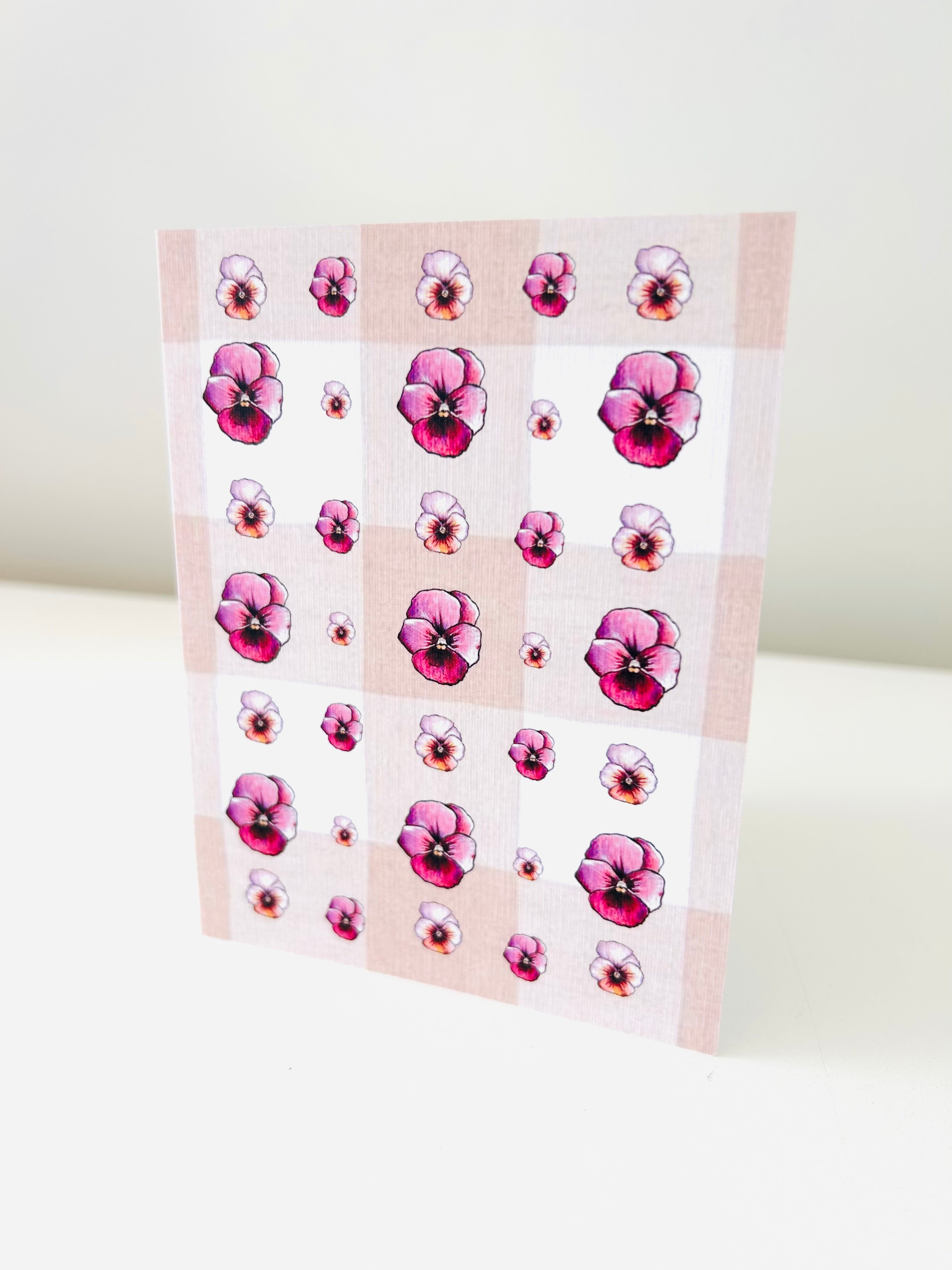 Greeting Card - Viola Peachy Gingham