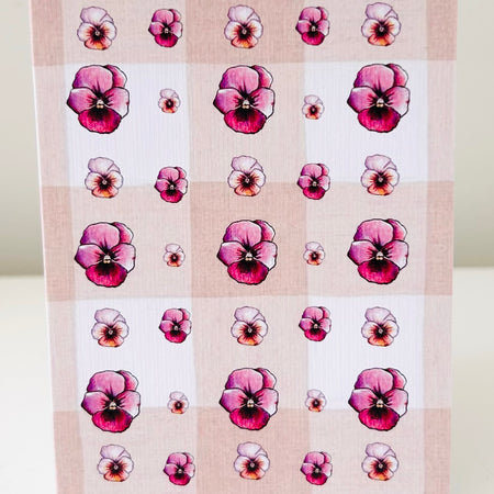 Greeting Card - Viola Peachy Gingham