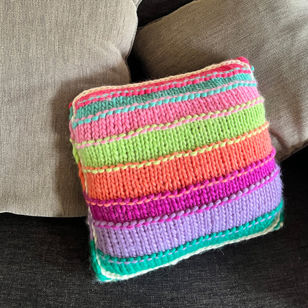 Hand knit 100% wool cushion