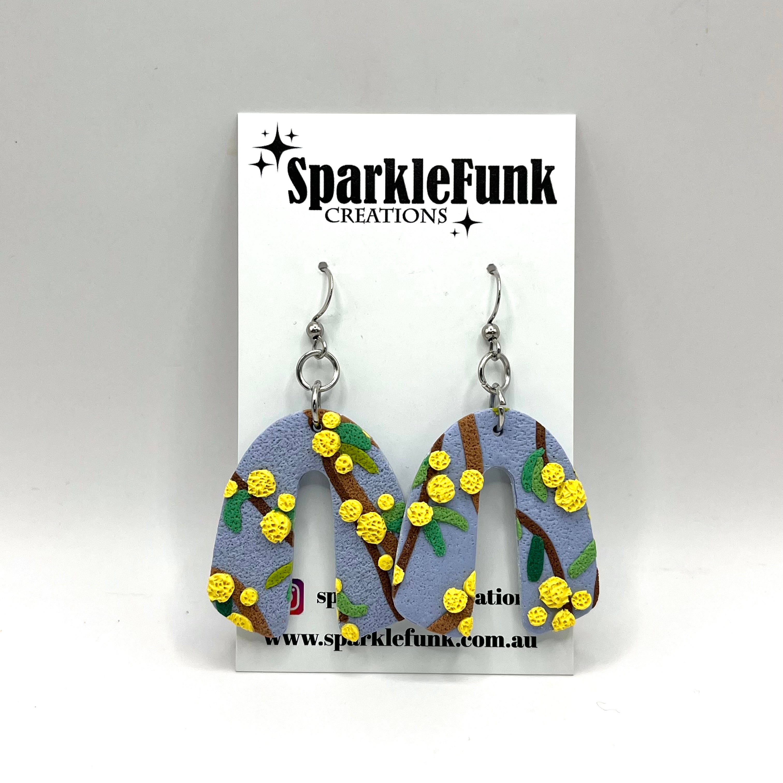Wattle dangle earrings - rainbow shape