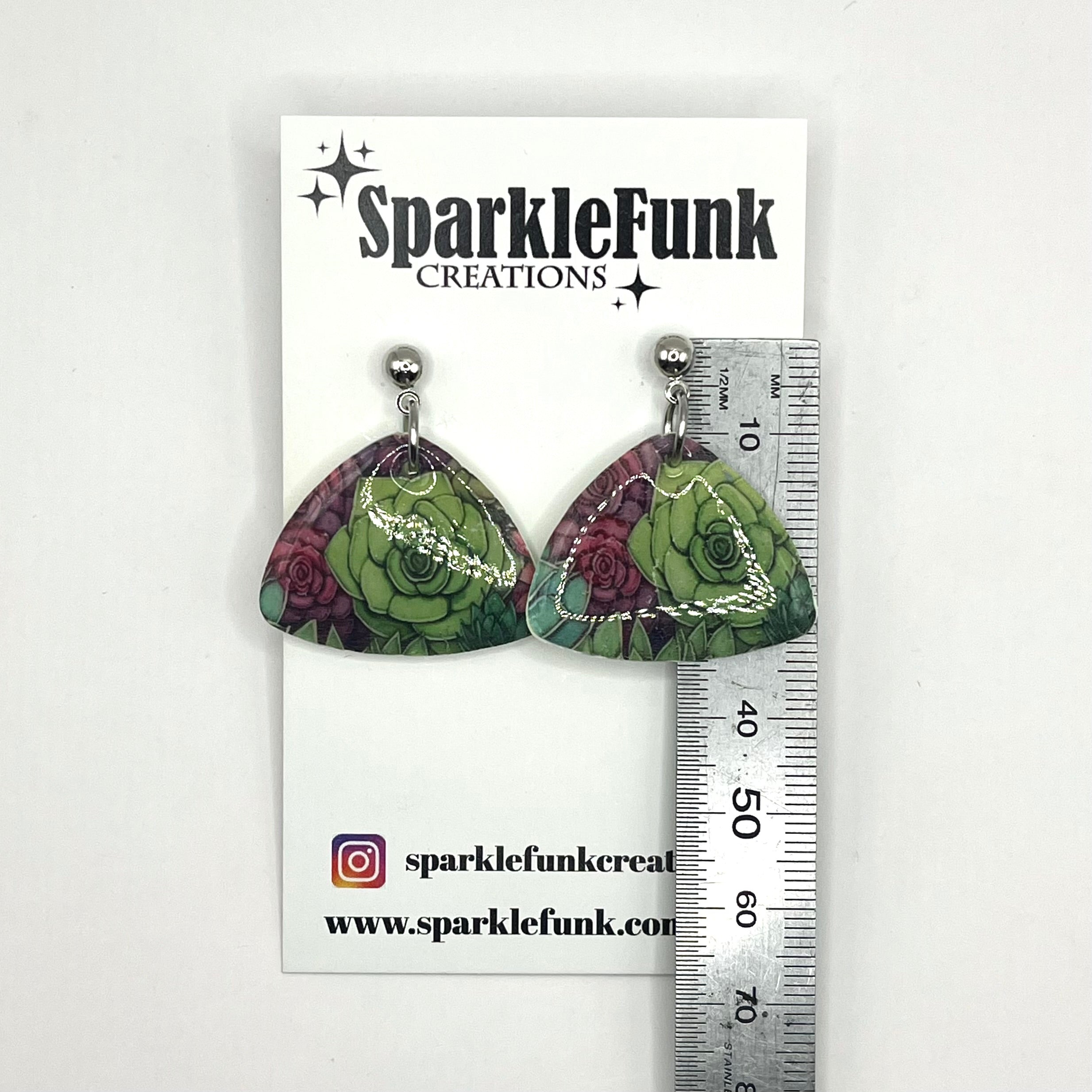 Succulent stud dangle - triangle