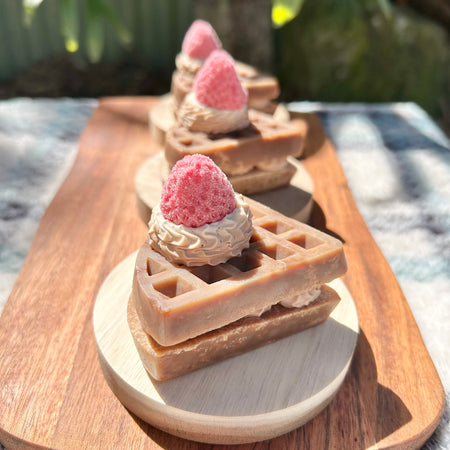 Handmade Chocolate Strawberry Waffle Soap | Unique Dessert Inspired Gift | Vegan