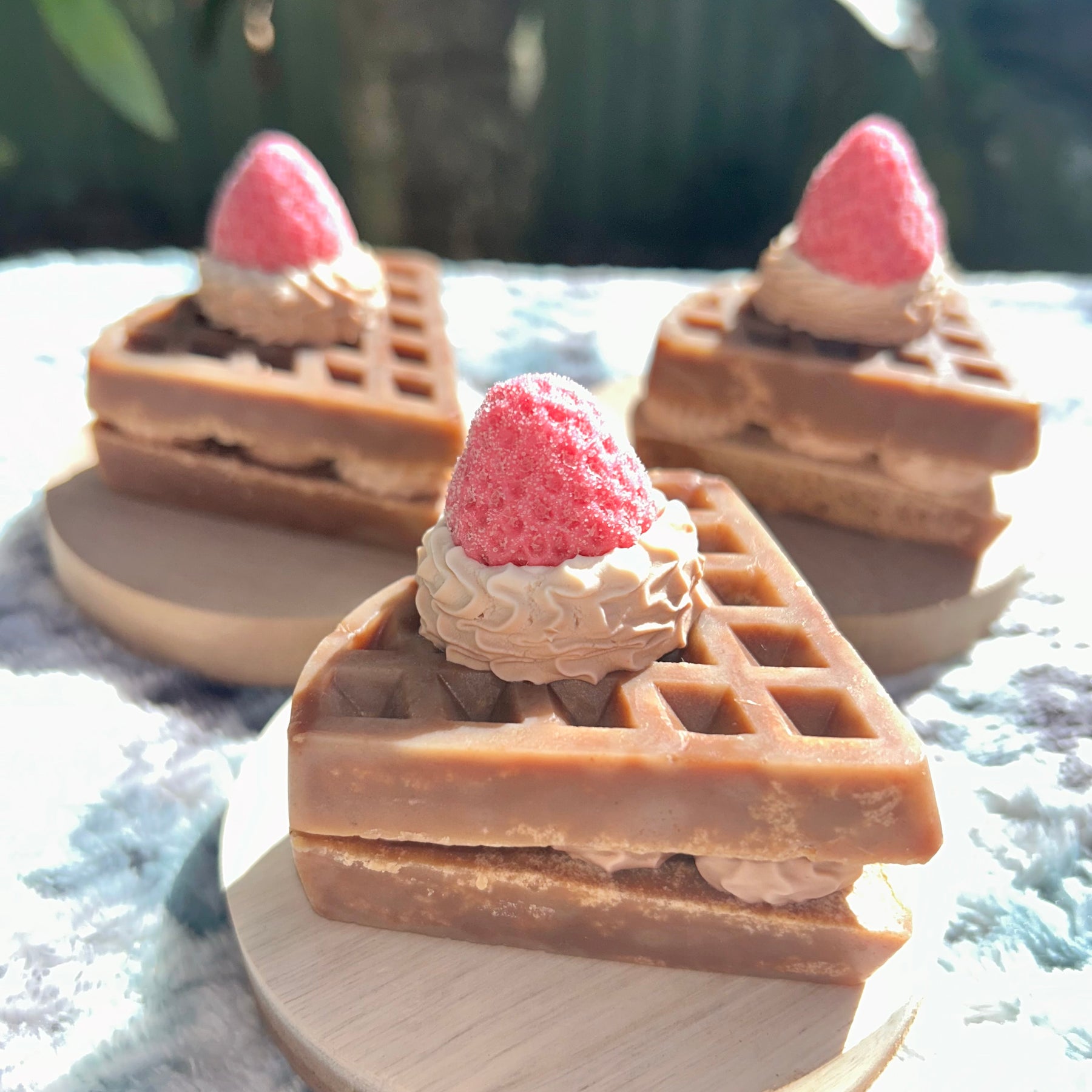 Handmade Chocolate Strawberry Waffle Soap | Unique Dessert Inspired Gift | Vegan