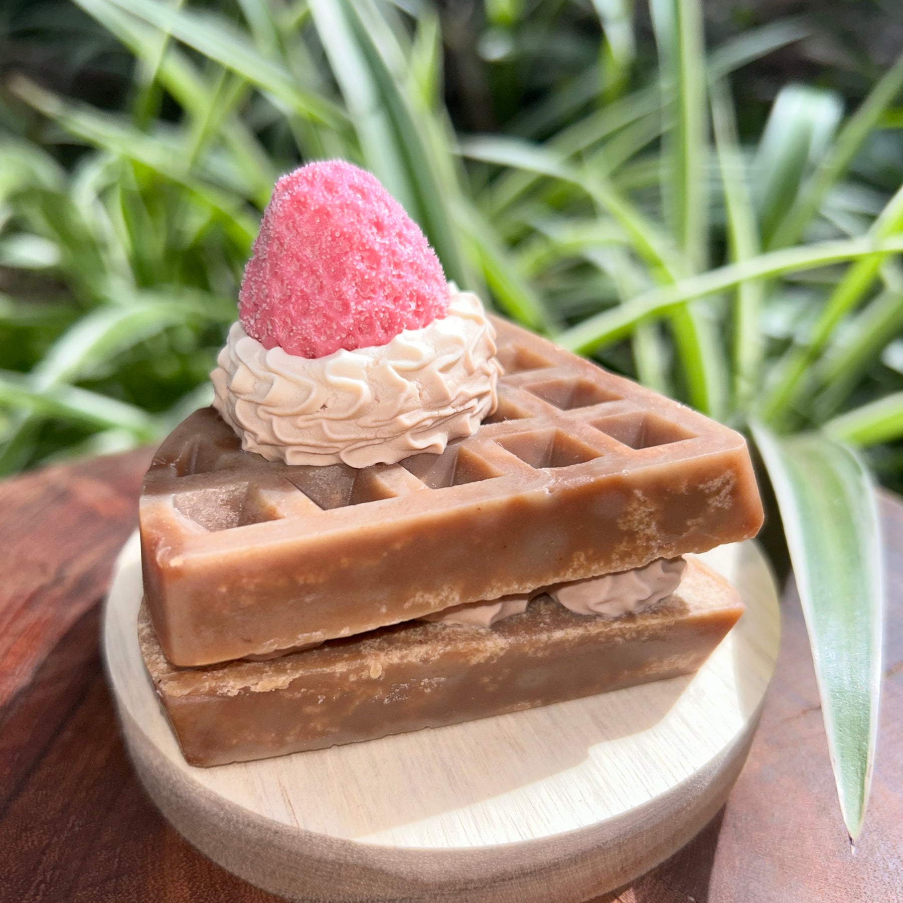 Handmade Chocolate Strawberry Waffle Soap | Unique Dessert Inspired Gift | Vegan