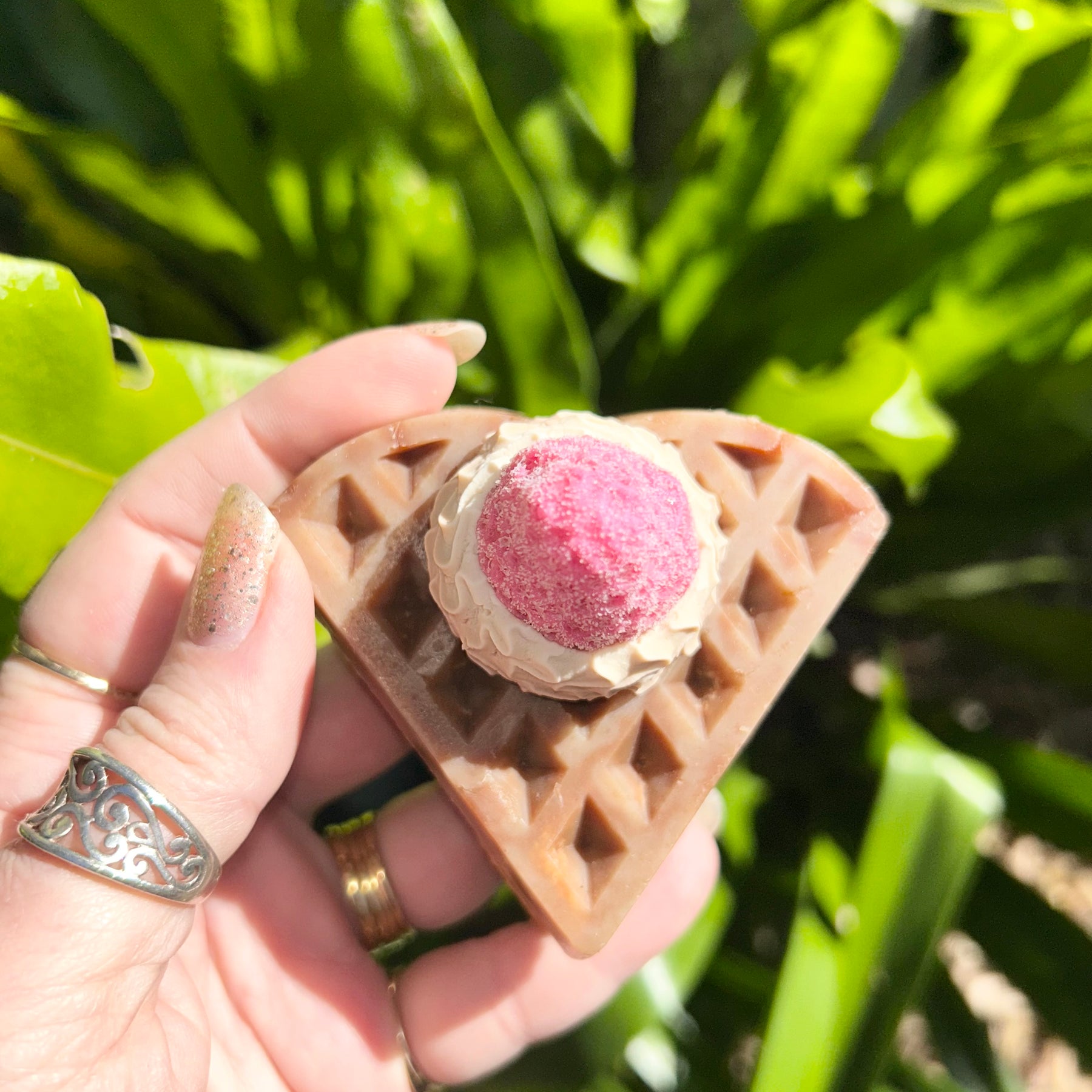 Handmade Chocolate Strawberry Waffle Soap | Unique Dessert Inspired Gift | Vegan