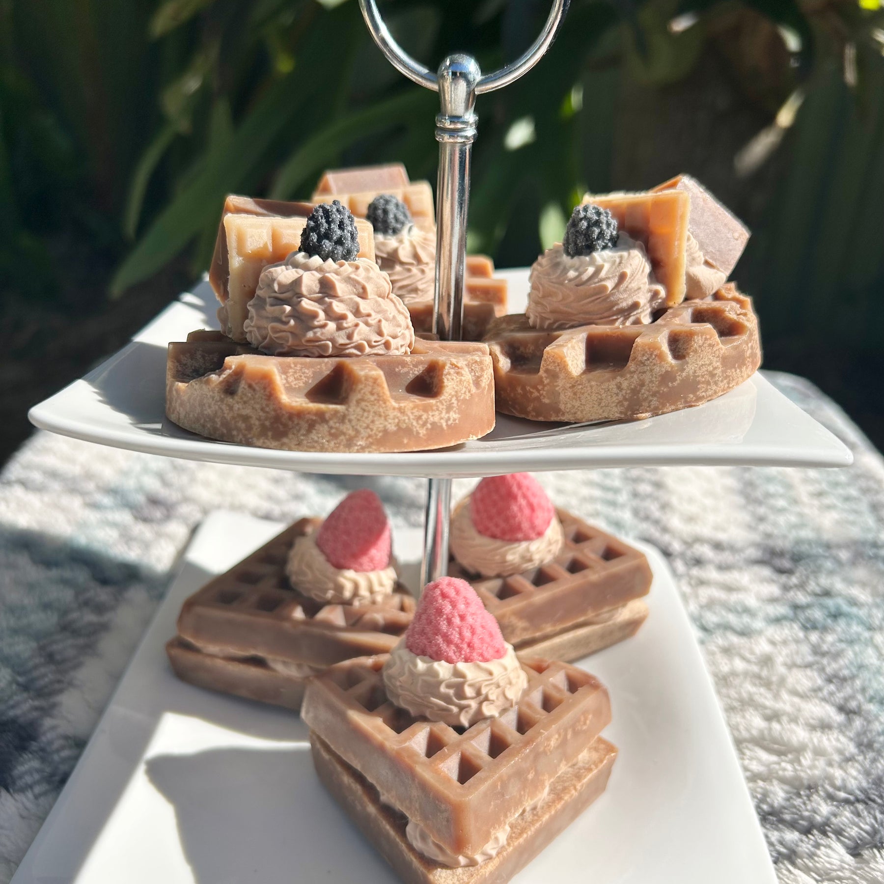 Handmade Chocolate Strawberry Waffle Soap | Unique Dessert Inspired Gift | Vegan