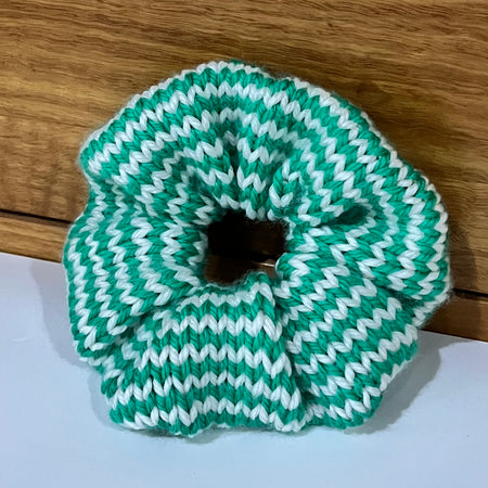 Hand knit Christmas scrunchies