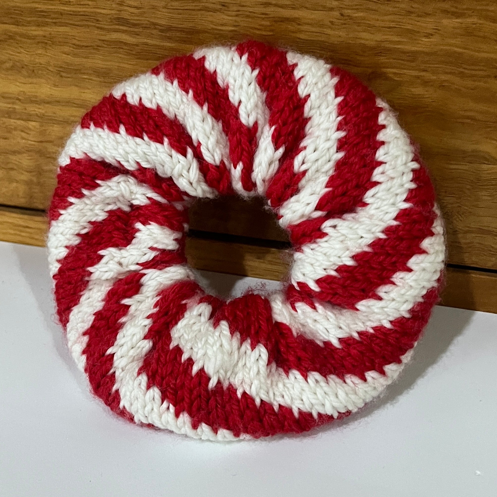 Hand knit Christmas scrunchies