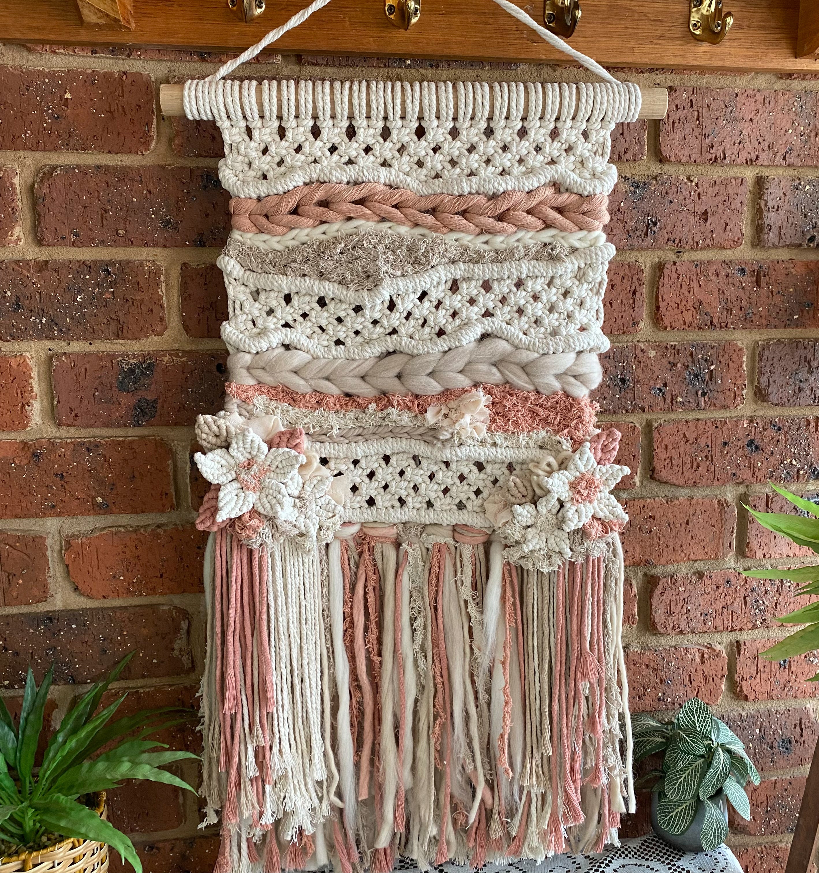 Macrame Floral Weave Wall Hanging - Neutral Tones