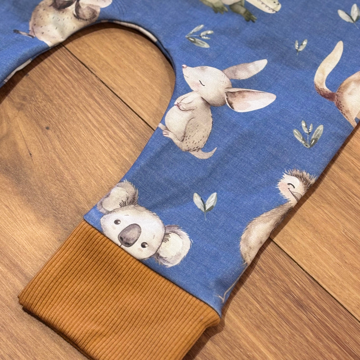 Baby Stretch Overalls | Blue Australian Animals | Size 000 to 3 | Made to order