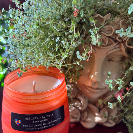 Orange Wave Glass Sandalwood and Cedarwood