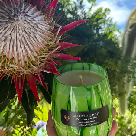 Green Tie Dye look Glass Australian Bush Fragrance