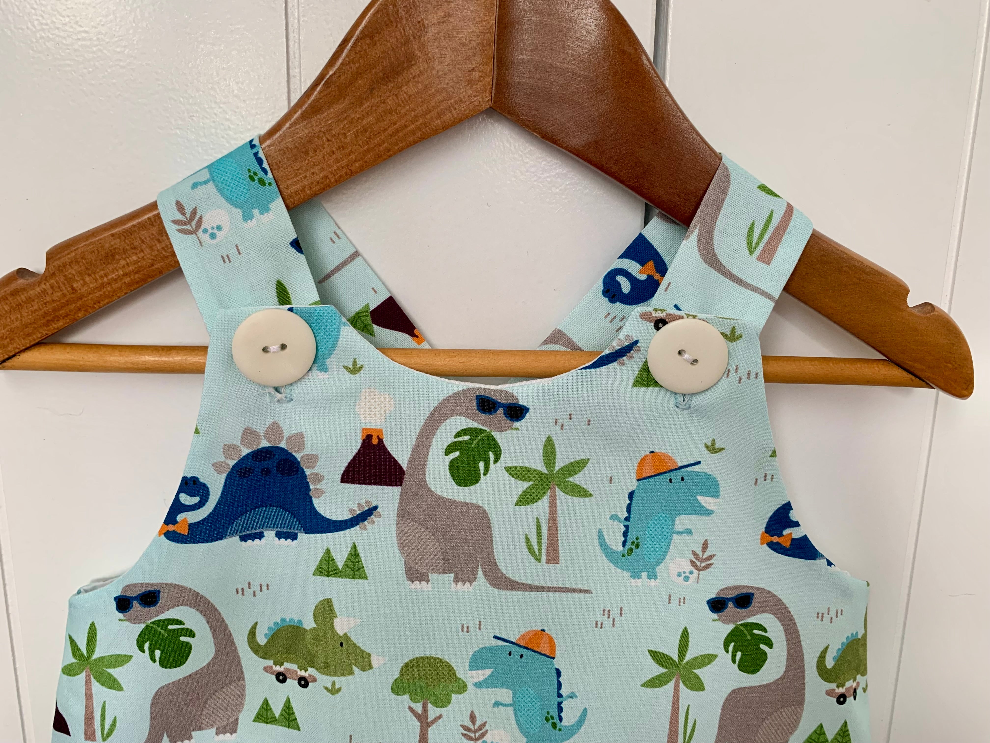 Baby boys dinosaur overalls , size 0