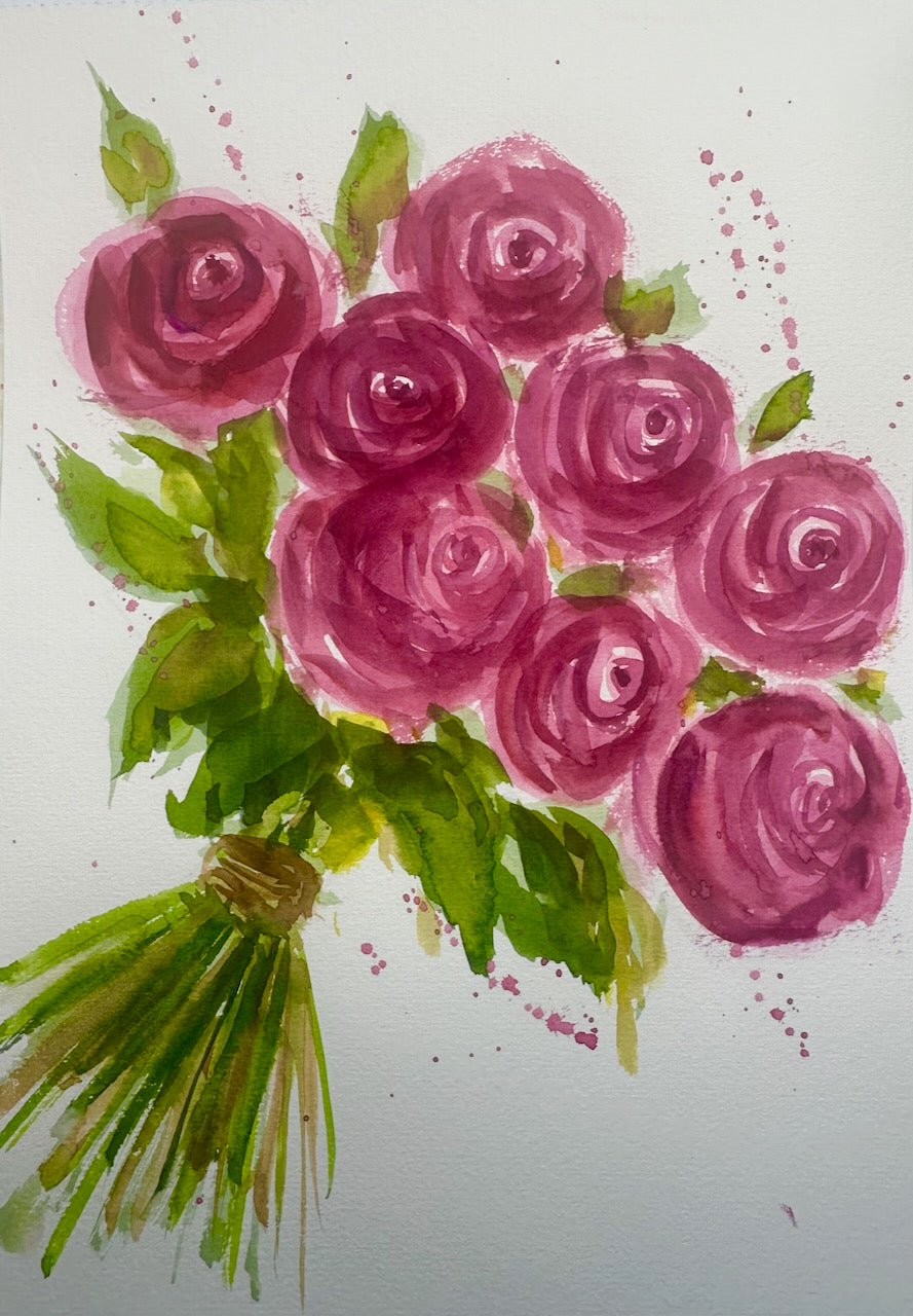 Roses Watercolour Printable Line Drawing & Video Tutorial