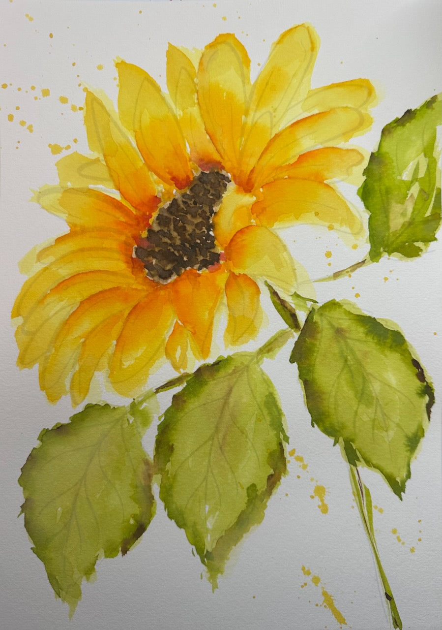 Sunflowers Watercolour Printable Line Drawing & Video Tutorial