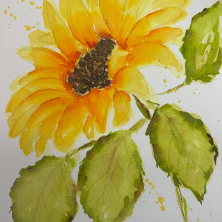 Sunflowers Watercolour Printable Line Drawing & Video Tutorial