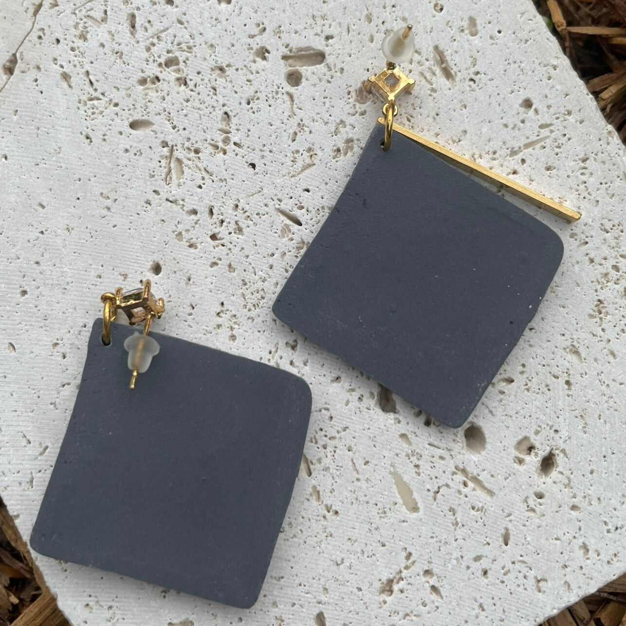 Black and white polymer clay earrings