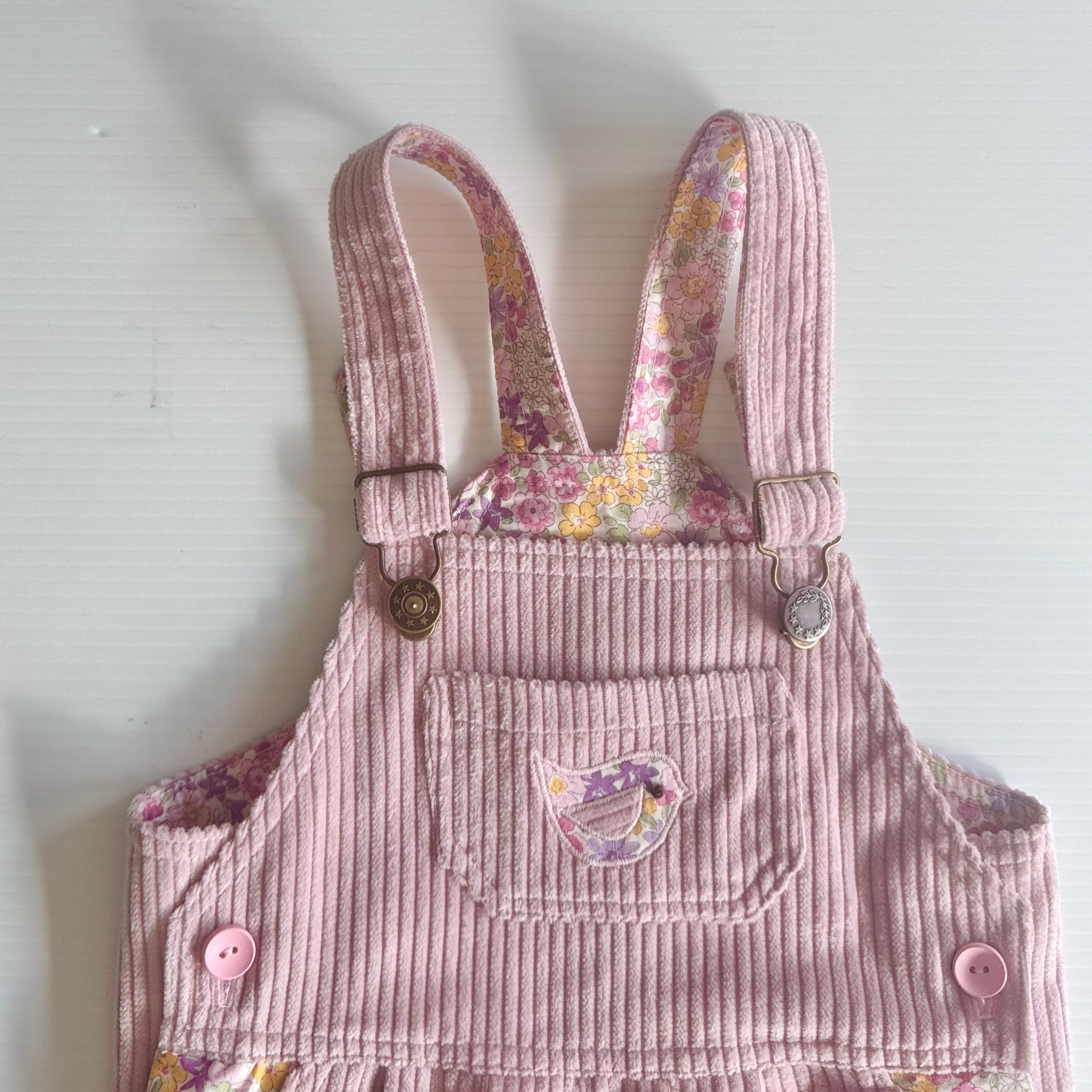 Pink Soft Cord Overalls